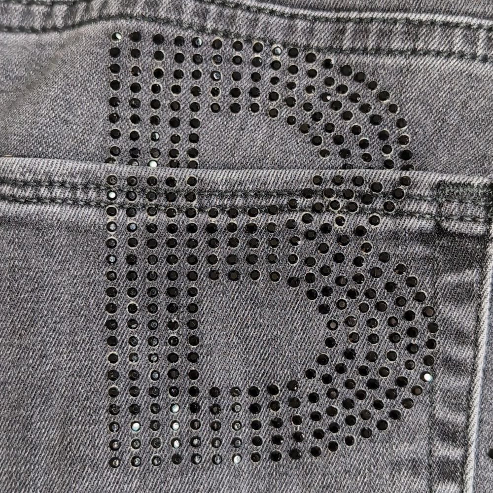 Good American size 14/32 Black Good Waist Skinny Jeans with Rhinestone BAD - Picture 8 of 13